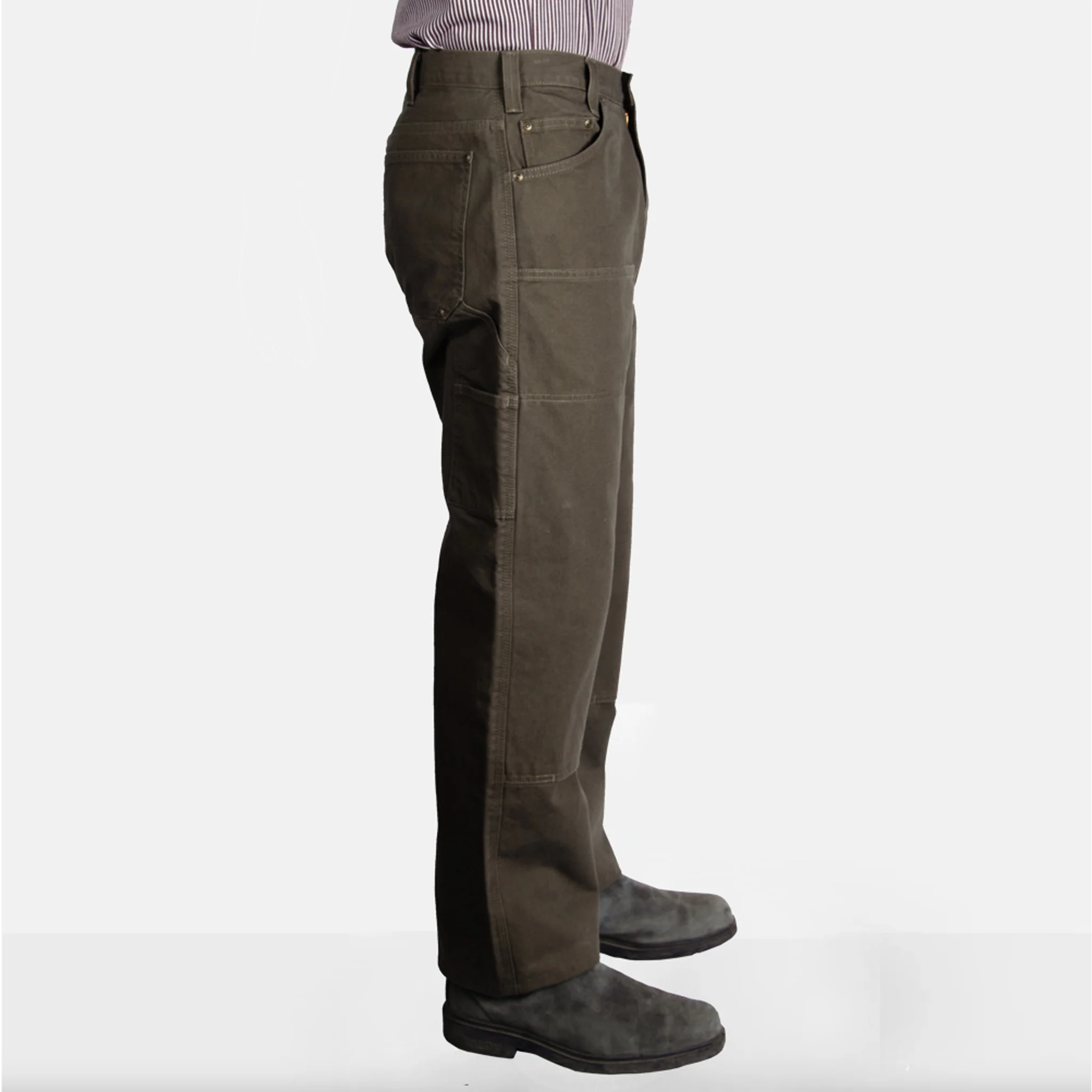 Ben Davis Canvas Double Knee Carpenter Pants - Olive-755 - Image 3