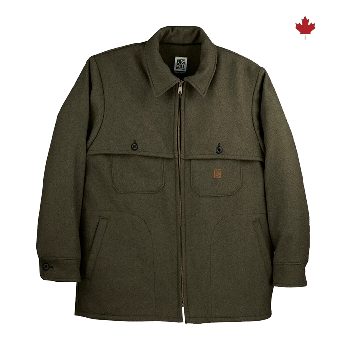Big Bill Merino Wool Zip Front Jacket - Green -461MER - Image 3