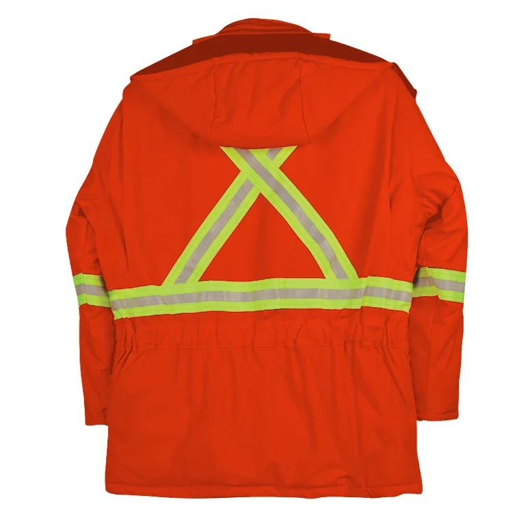 Big Bill High Visibility Insulated Duck Canvas Parka with Reflective Tape - Orange -303RT - Image 2