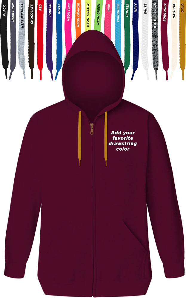 Blue Generation Custom Drawstring Zip Front Hoodie-BG9302ZD - Image 3