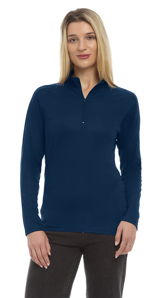Blue Generation Ladies' Wicking L/S Solid Zip Pullover-BG6230 - Image 3