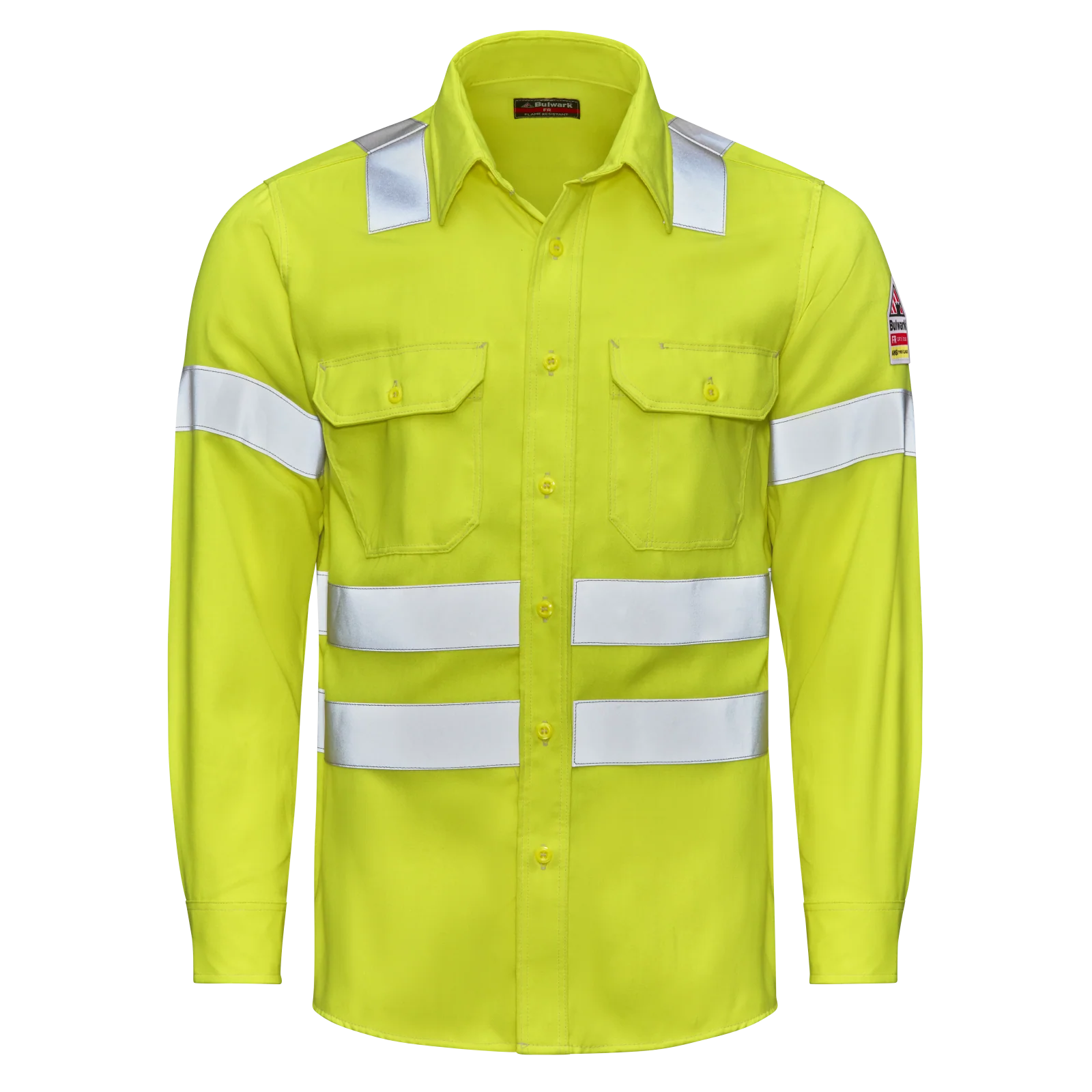 Bulwark Men's  Hi-Visibility Work Shirt  -  Yellow/Green - S1W2HV