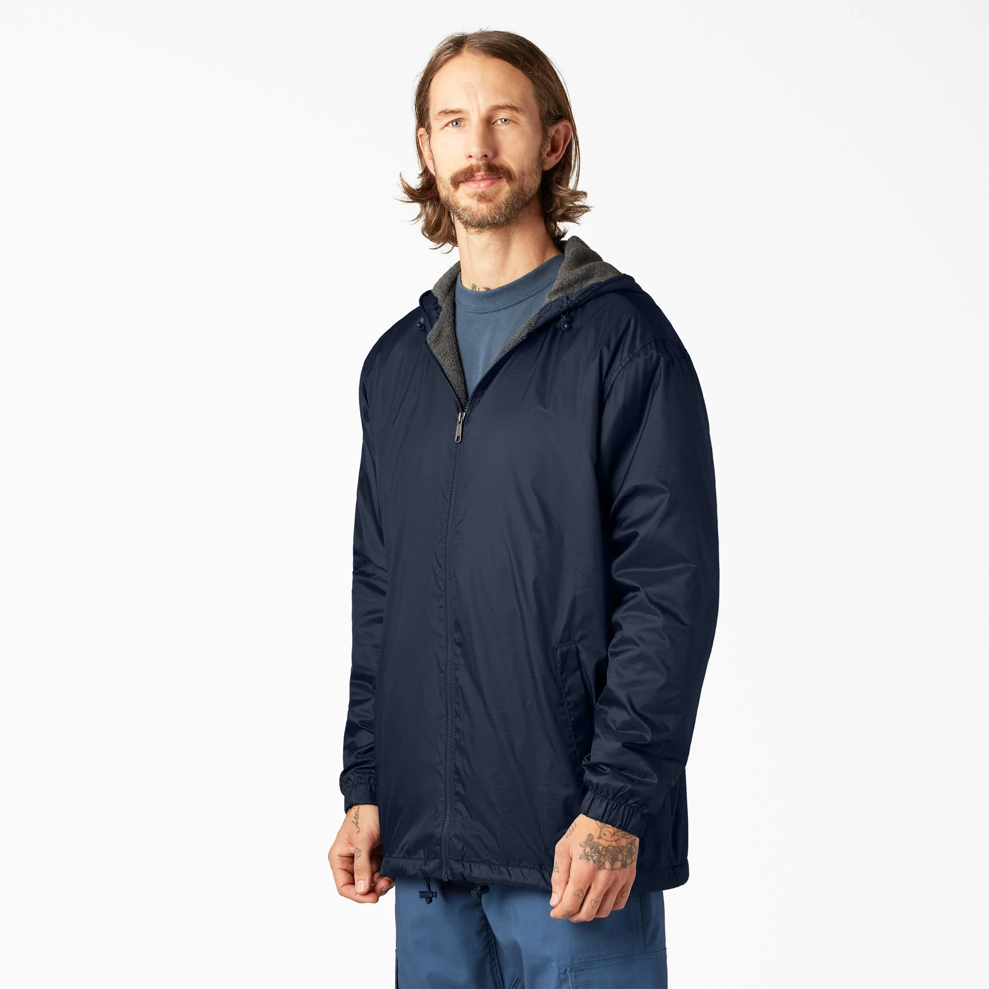 Dickies Fleece Lined Nylon Hooded Jacket-33237 - Image 8