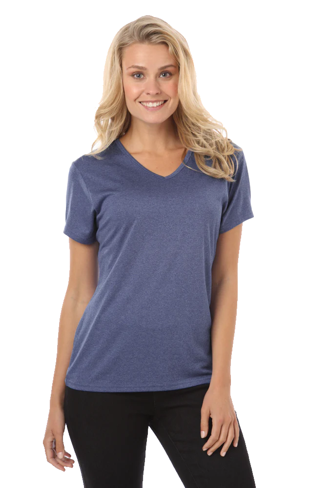 Blue Generation Women Heathered V-Neck Tee - Image 4