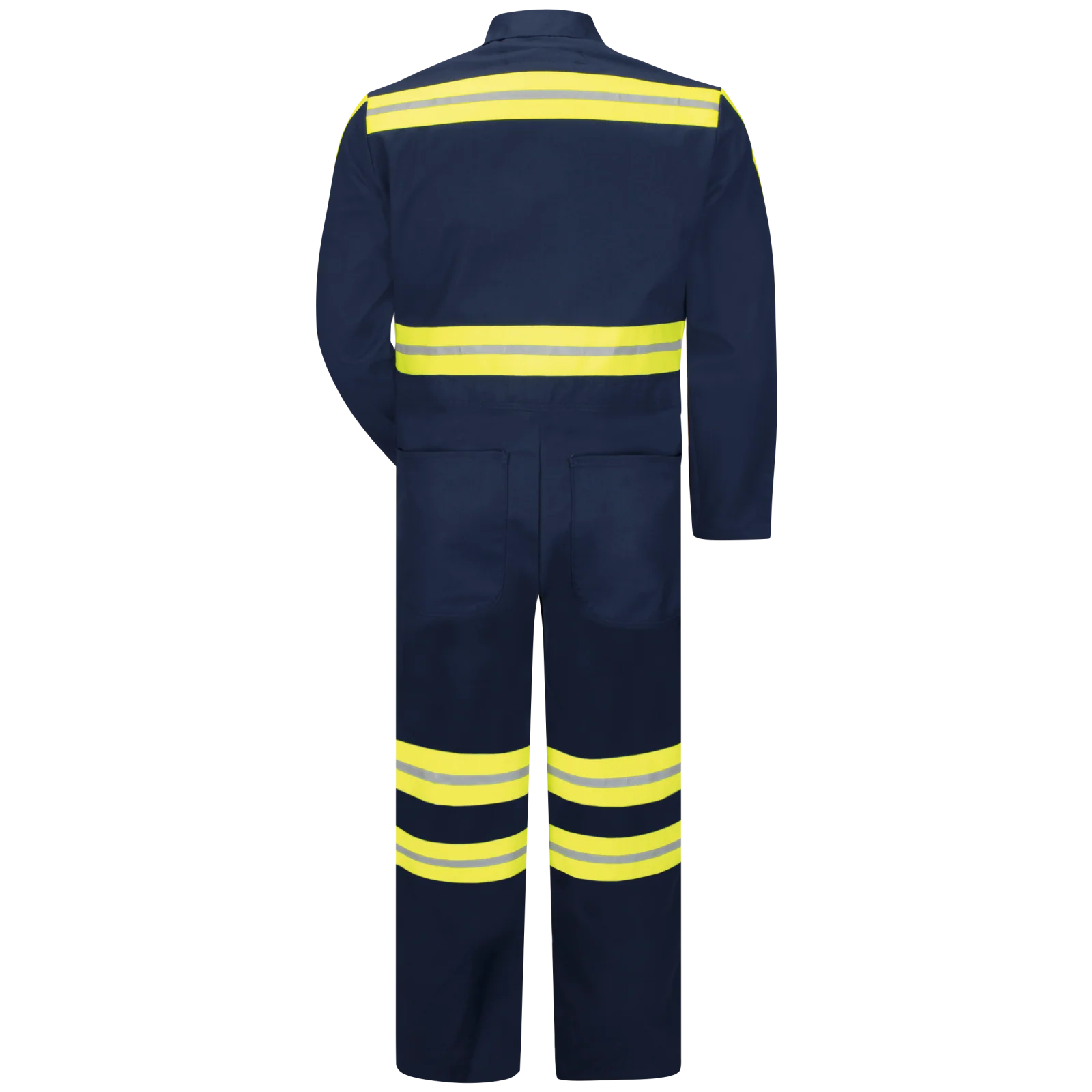 Red Kap Enhanced Visibility Twill Action Back Coverall-Navy w/ Yellow Visibility Trim - Image 2