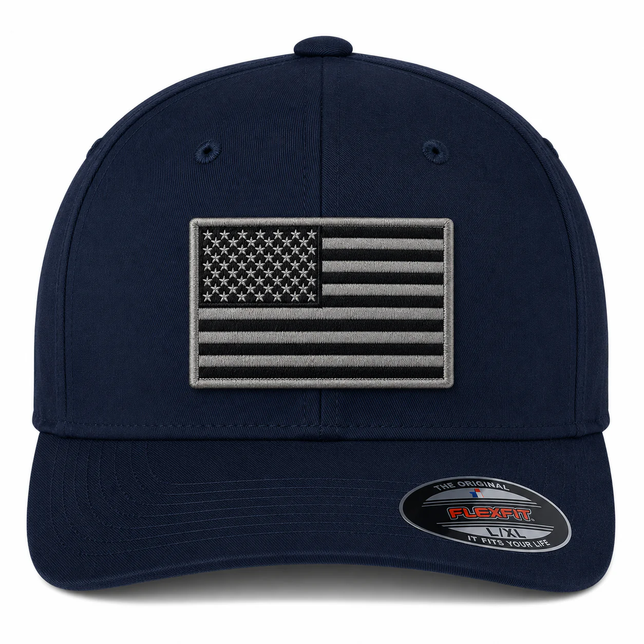 V-Flexfit® Cotton Twill Cap / American Flag Embroidered Patch - Image 10