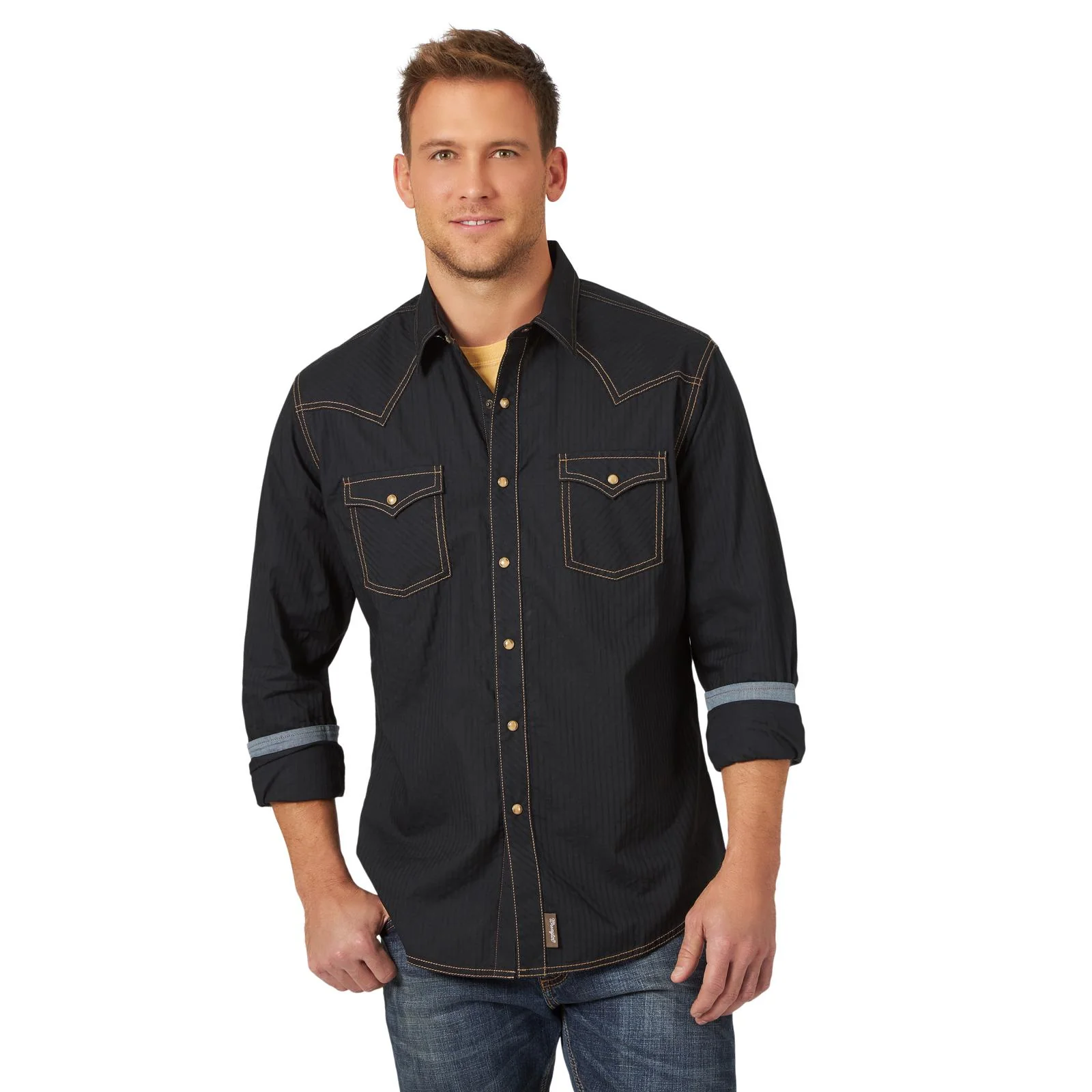 Wrangler Retro® Premium Long Sleeve Shirt - Black -  MVR532X - Image 3